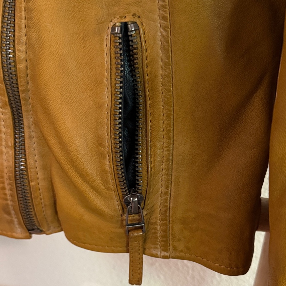 fp Christy sunrise golden tan stars lamb leather Jacket XS regular fit. NWT - Picture 5 of 17